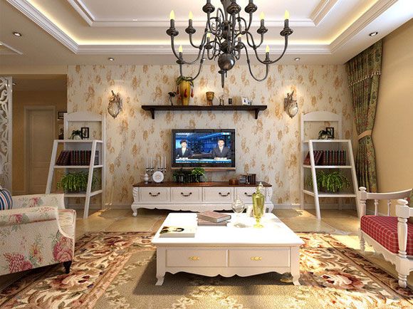 颜色主要多是以白色、粉色为主，简单的方正造型的家具，配合镂空的装饰，在视觉上有了放大的处理，以及使用功能的运用，让生活变的丰富多彩。