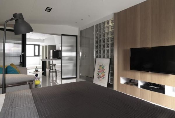 现代客厅兼卧室单身住宅设计
