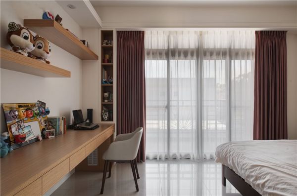 新中式卧室窗帘装饰设计效果图