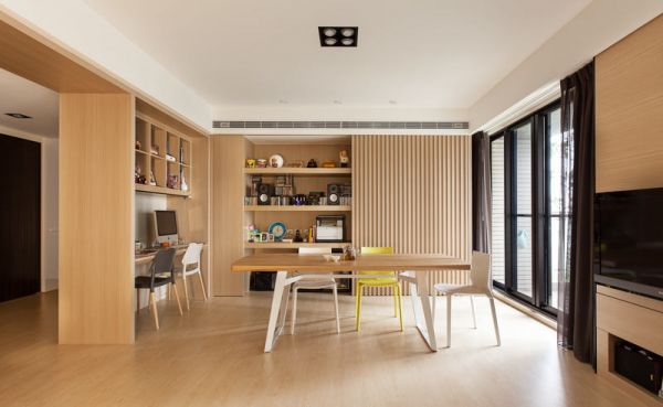 现代家装原木餐厅设计