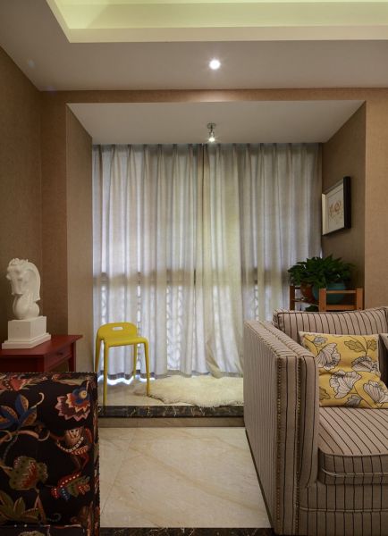 美式客厅窗帘设计效果图片