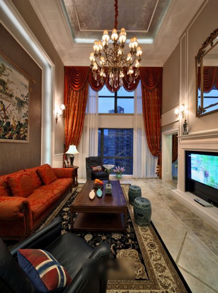豪华古典美式客厅装饰设计