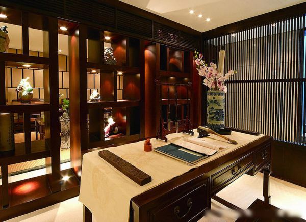豪华中式红木书房设计