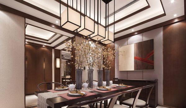 中式现代风格室内餐厅装饰效果图