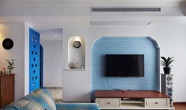 地中海风格客厅电视背景墙装饰设计效果图