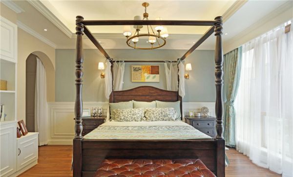 美式别墅复古卧室设计装饰效果图片
