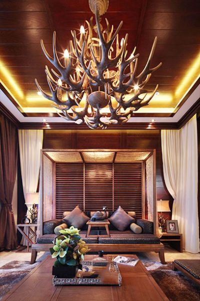 东南亚设计客厅吊灯效果图