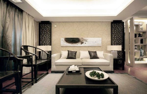 新中式简洁线条二居装潢案例