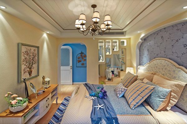 地中海设计温馨卧室吊顶图片