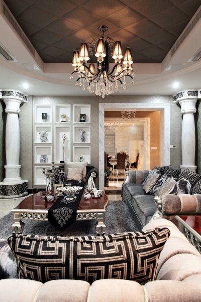 灰色时尚欧式客厅设计装饰