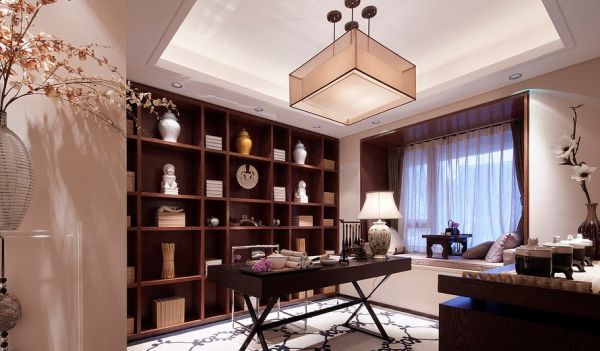 现代中式设计别墅室内装饰效果图片