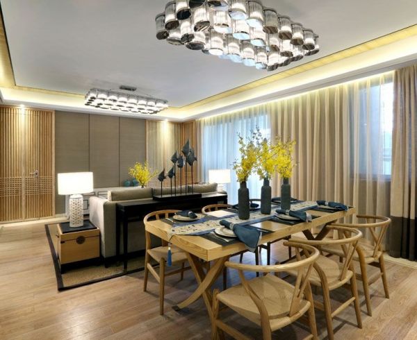 中式现代设计别墅室内装修效果图