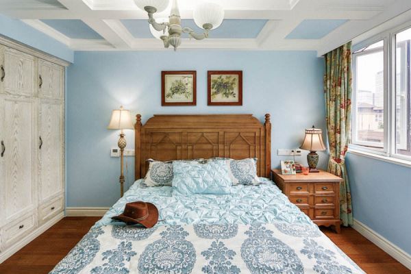 天蓝色美式卧室装饰大全
