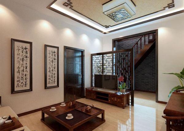 中式古典四居室设计装修效果图片