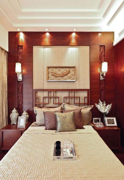 豪华现代中式卧室布置