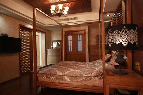 古典中式设计别墅卧室效果图
