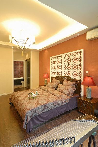 橙色新中式卧室设计