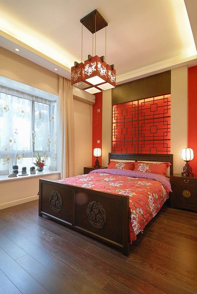 红色喜庆新中式卧室