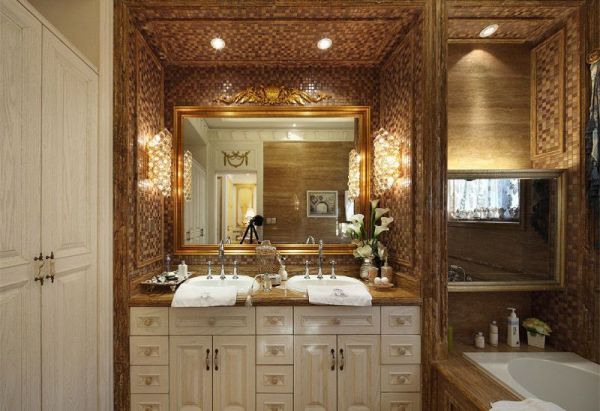 欧式古典风格别墅室内卫生间效果图片