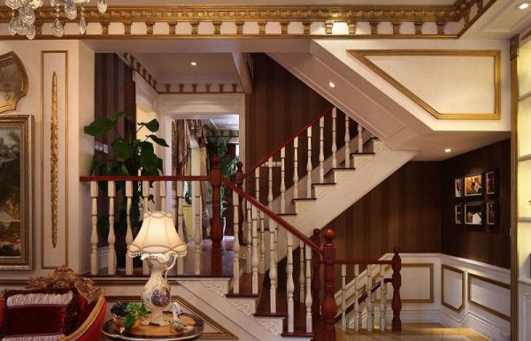 欧式古典风格室内木楼梯设计图片