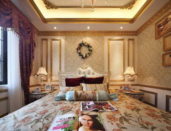 欧式古典风格别墅卧室设计效果图片
