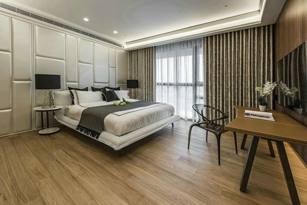 木质低奢现代豪宅卧室