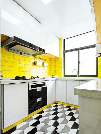 黄色波普现代厨房设计