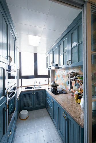 小清新地中海蓝色厨房装潢