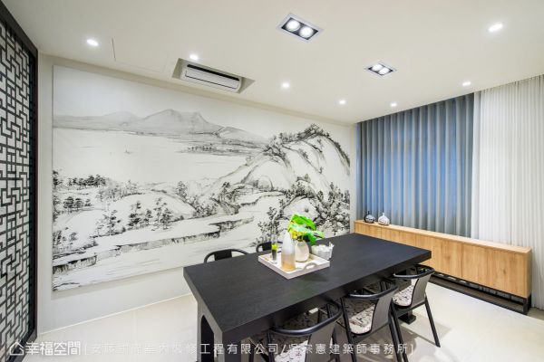 刻画工艺的中式客厅背景墙效果图