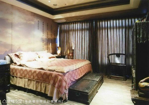古典家具铺垫中式风格主卧室效果图