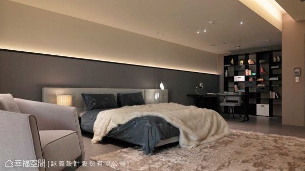 干净色系的现代风格卧室效果图