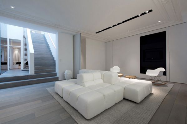 黑白复式家装客厅效果图片