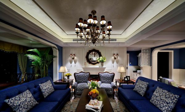 蓝色地中海家装客厅设计效果图