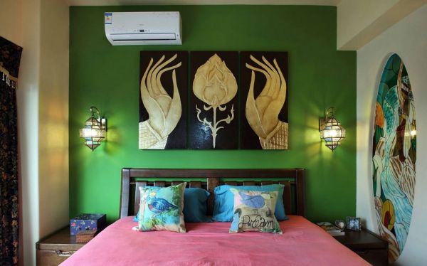 东南亚风格设计卧室背景墙效果图