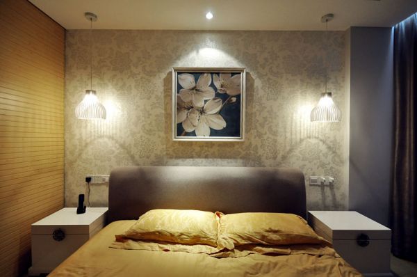 现代中式卧室照片墙设计
