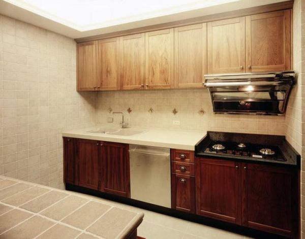 美式乡村风格家装砖砌厨房间效果图