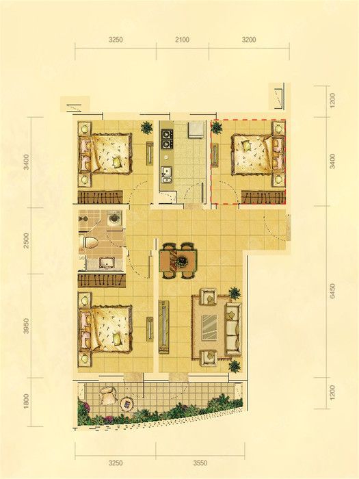 山海同湾95㎡现代主义3室2厅