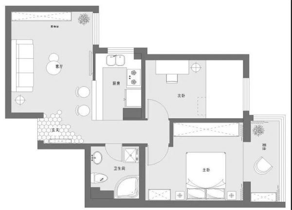 68平的宜家风小户型二居室，极简设计中的温馨