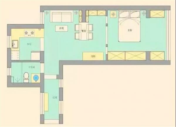 58平米现代风格一居室装修案例