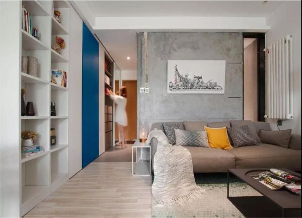 44平的工业风小户型公寓，水泥墙带来独特质感