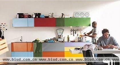 10款烤漆板组合橱柜 几何色彩明亮厨房(组图)
