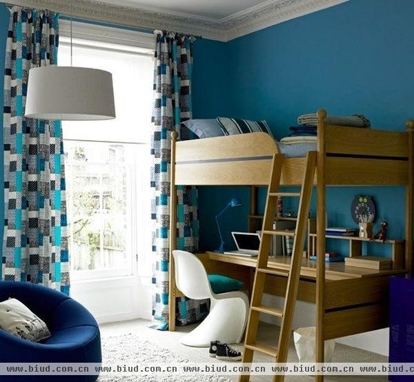 沉稳而充满想象 清新蓝色男孩卧室设计（图）
