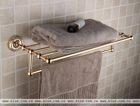 金色全铜浴巾架