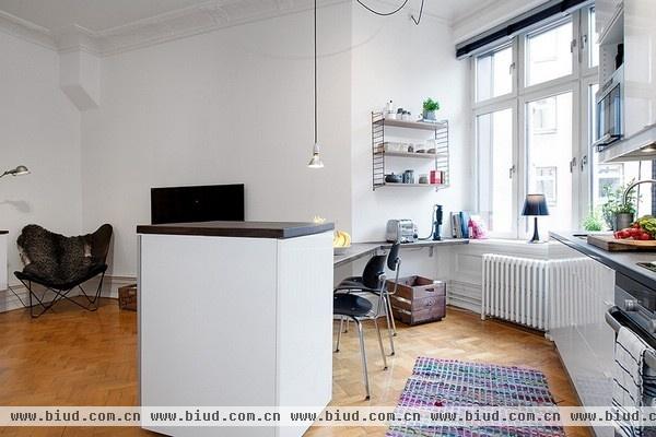 谁说我空间小 43平米瑞典公寓也能有吧台(组图)