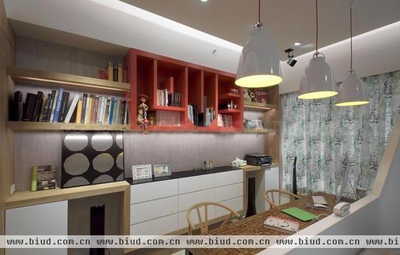 33平现代简约一居室 借客厅空间建收纳书房