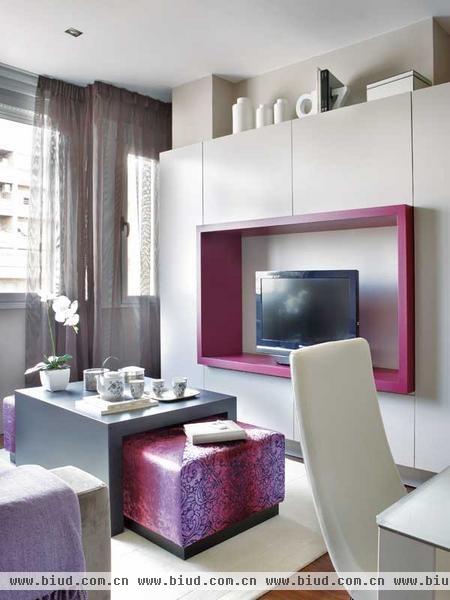 粉紫调调的45平米时尚公寓装修