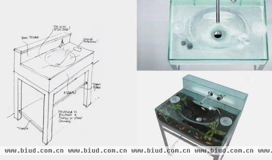 创意洗手盆：一个“冰窟窿”和两个“鱼缸”