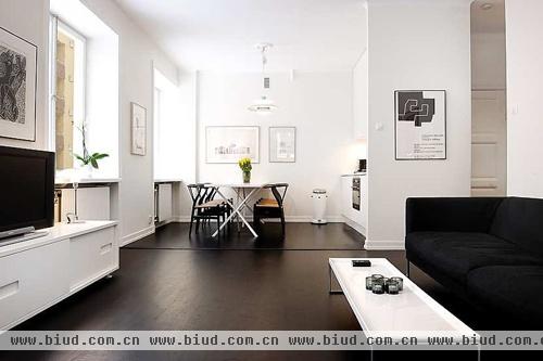 纯色软装设计 47平方的爽朗个性公寓(组图)