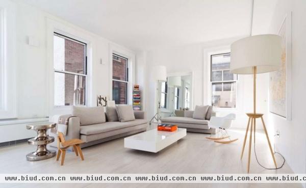 明亮轻快的配色 纽约市白色现代简约公寓(图)