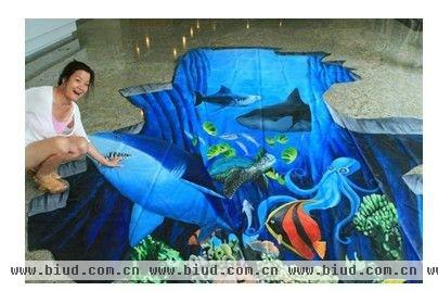 图3：大东海山海天大酒店大堂3D画：Deep blue——一弯深蓝色的海